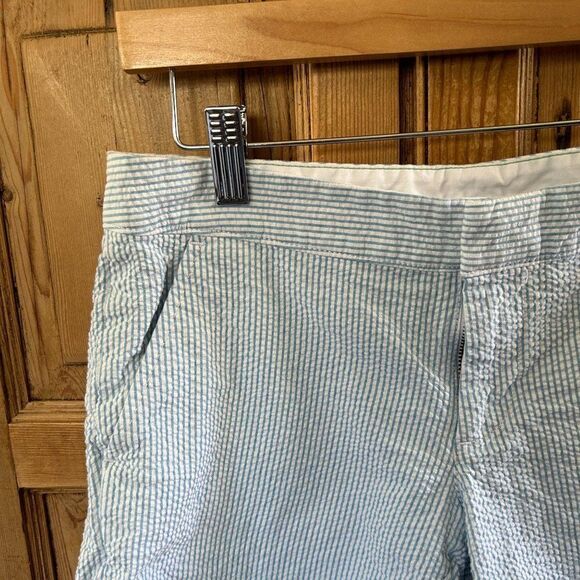 Lilly Pulitzer 0 Shorts Blue White Stripe Pockets Buttercup Scallop Seersucker - Picture 2 of 12